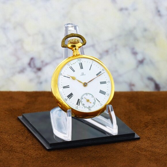 Omega 18kt Yellow Gold ’Grand Prix Paris 1900’ Pocket Watch 45.5mm White Enamel - Picture 2 of 7